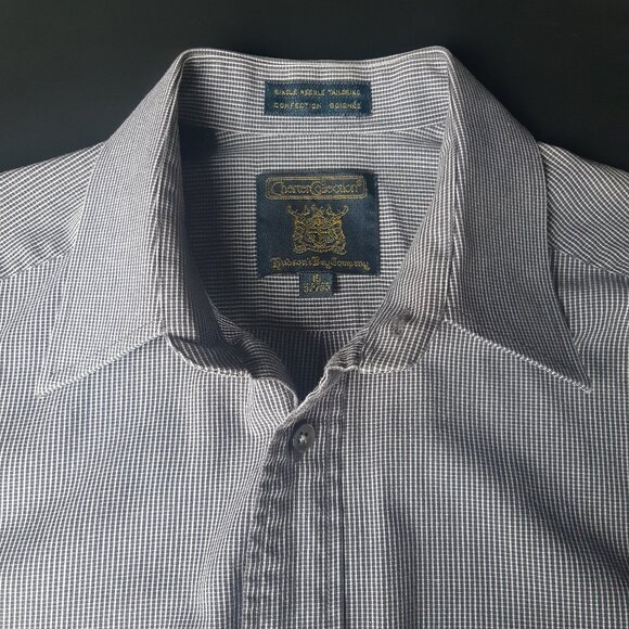 Charter Collection Hudson's Bay SZ 15 Men's Button Up Shirt Black & White Check - Picture 3 of 12